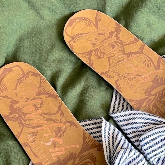 Brand New Blowfish Blue & White Striped Nautical Print Knot Bow Slides Sandals - Picture 4 of 13